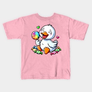 Endearing Duck with Candies Kids T-Shirt